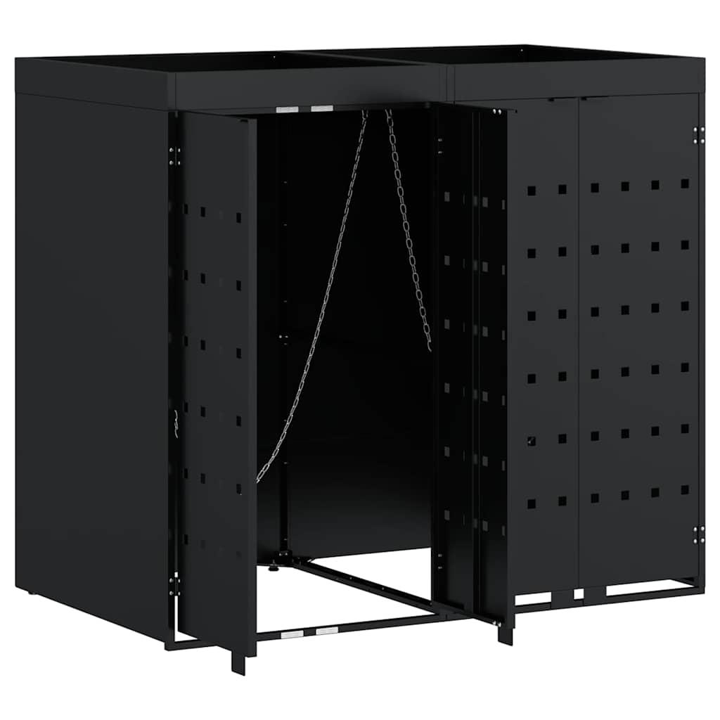 Oppbevaring for 2 søppelbøtter Svart 136 x 77,5 x 121,5 cm