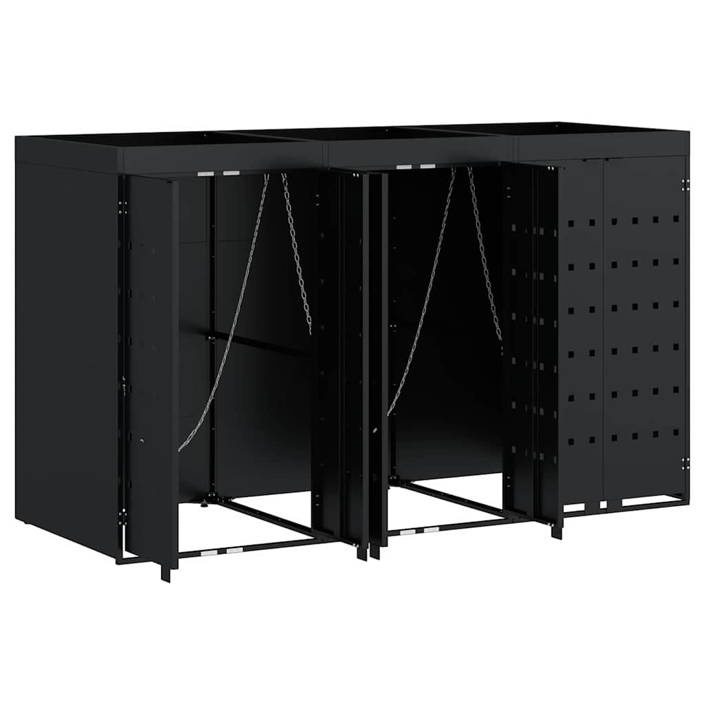 Oppbevaring for 3 søppelbøtter Svart 204 x 77,5 x 121,5 cm