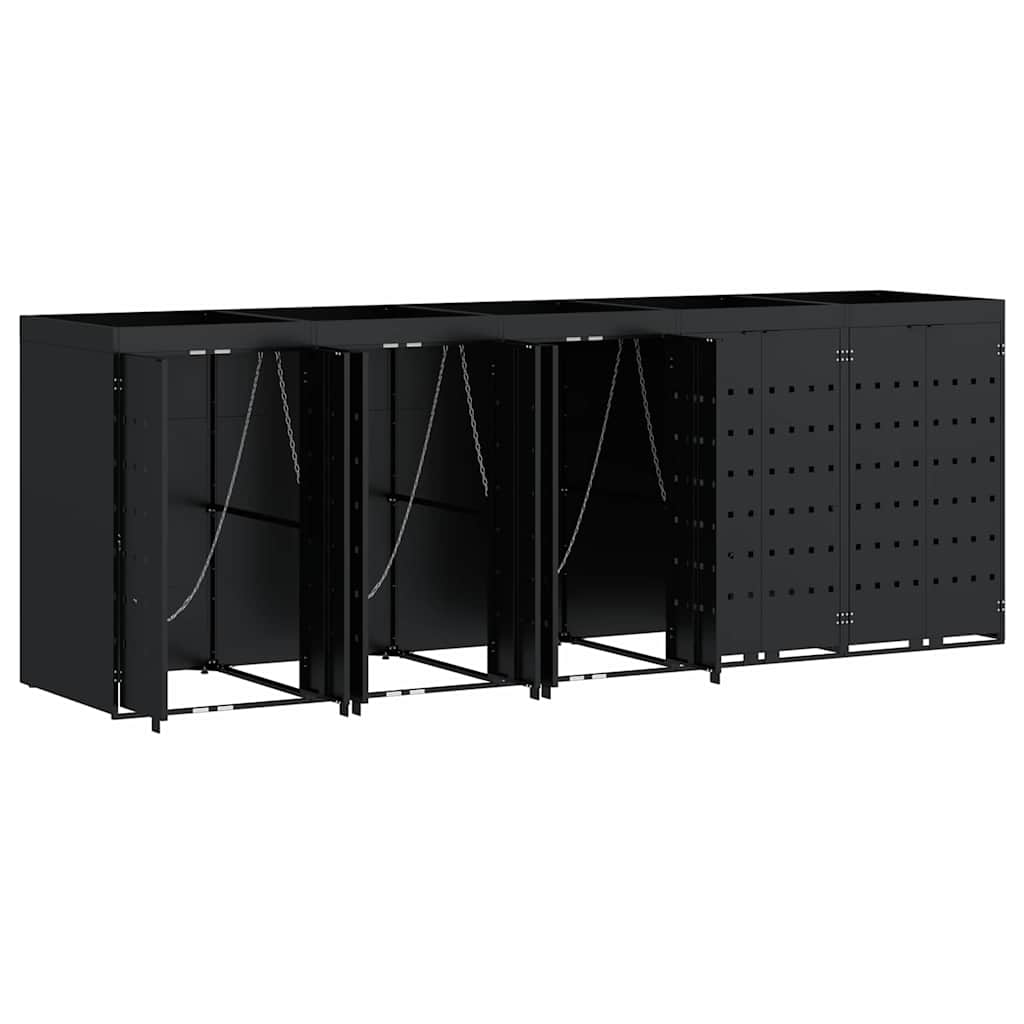 Oppbevaring for 5 søppelbøtter Svart 340 x 77,5 x 121,5 cm