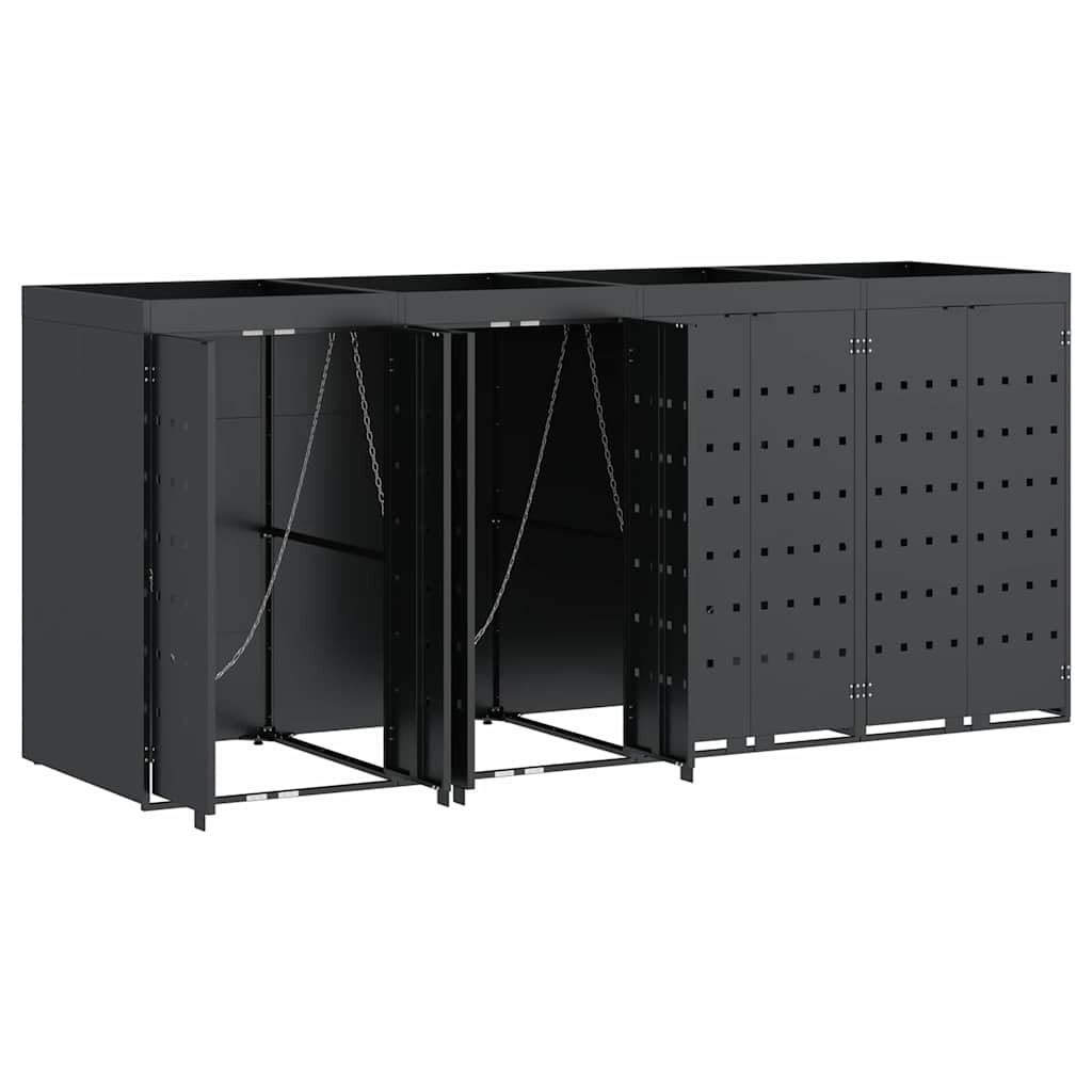 Oppbevaring for 4 søppelbøtter Antrasitt 272 x 77,5 x 121,5 cm