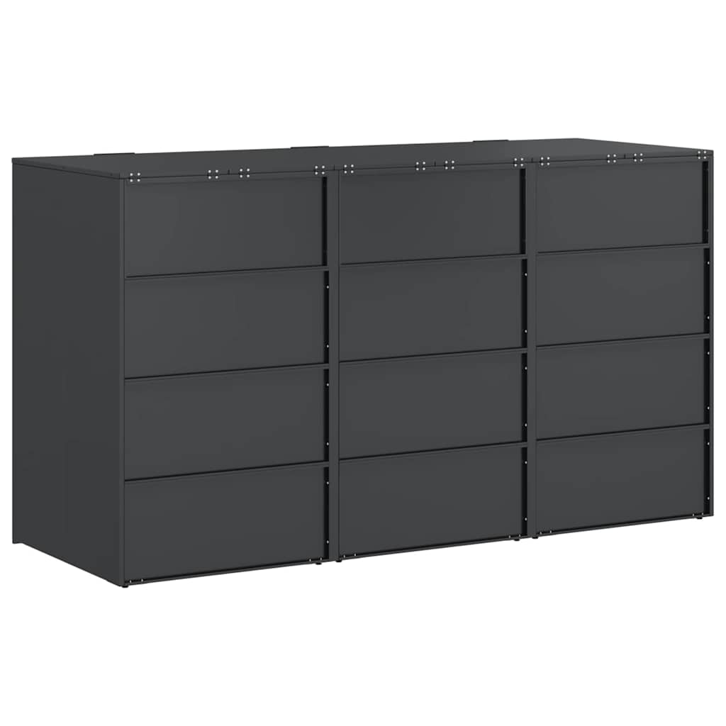 Oppbevaring for 3 søppelbøtter Antrasitt 340 x 77.5 x 115.5 cm