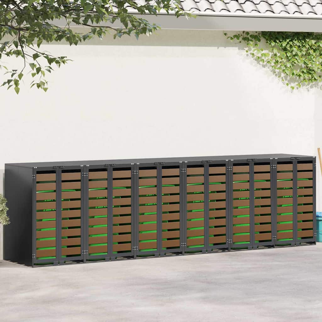 Oppbevaring for 3 søppelbøtter Antrasitt 340 x 77.5 x 115.5 cm