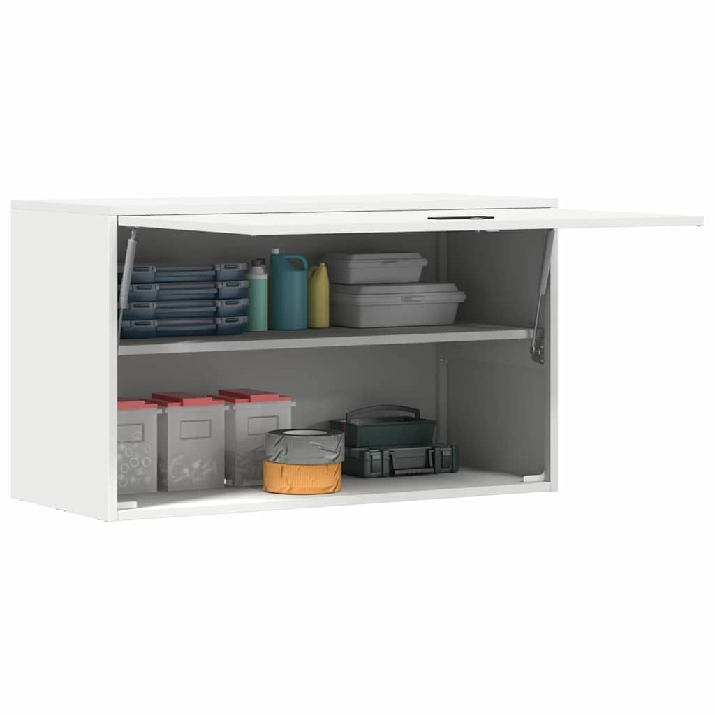 Veggskap for garasje Hvit 90 x 40 x 53 cm Pulverlakkert stål