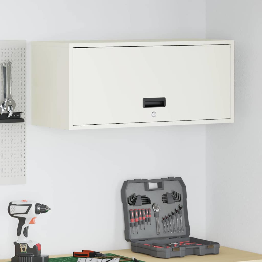 Veggskap for garasje Hvit 80 x 33 x 35 cm Pulverlakkert stål