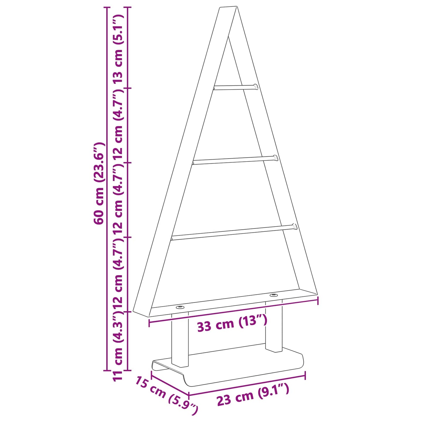 Metall juletre med stativ Svart 60 cm Stål