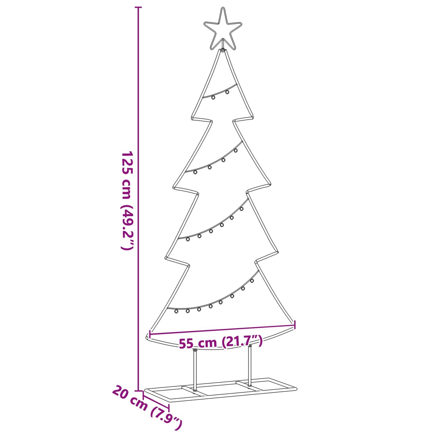 Metall juletre med stativ Svart 125 cm Stål
