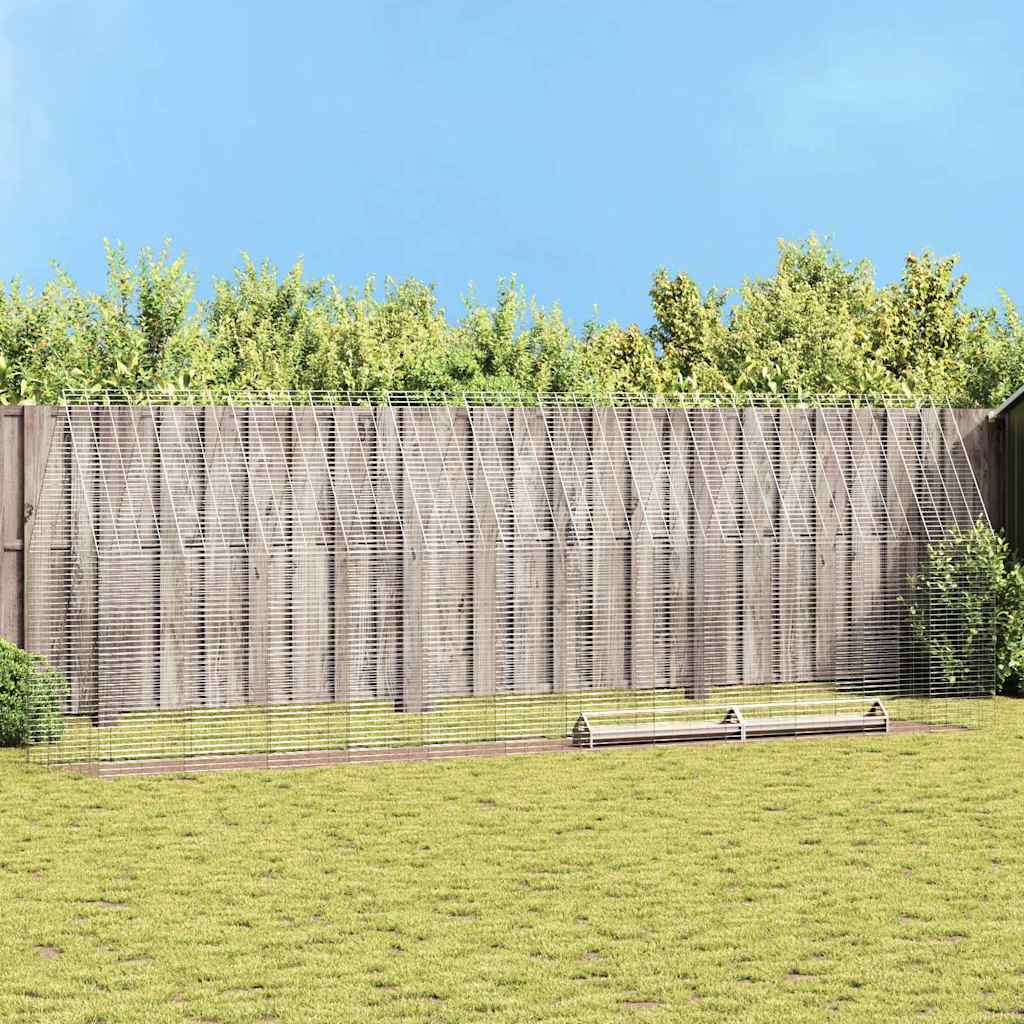 Hønsebur 2 pcs sølv 600 x 100 x 210 cm Galvanisert Stål