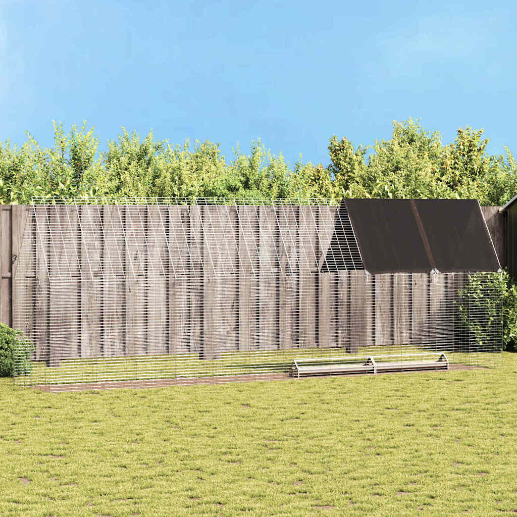 Hønsebur 2 pcs sølv 600 x 100 x 210 cm Galvanisert Stål