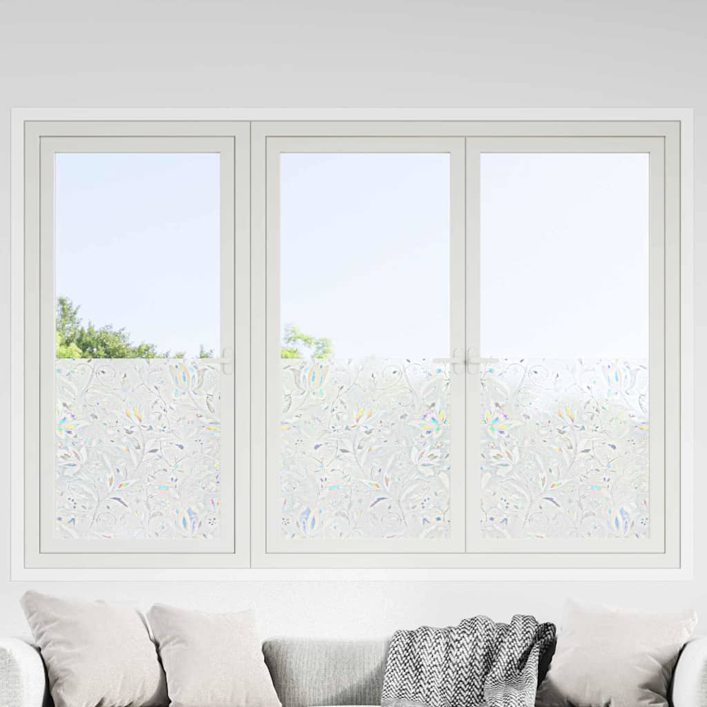 Statisk Vindusfilm Blomstermønster 60 x 500 cm PVC