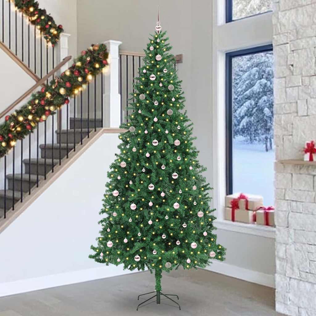 Kunstig juletre med 300 LED grønn 300 cm PVC og metall og plast