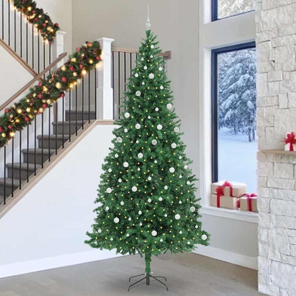 Kunstig juletre med 300 LED grønn 300 cm PVC og metall og plast
