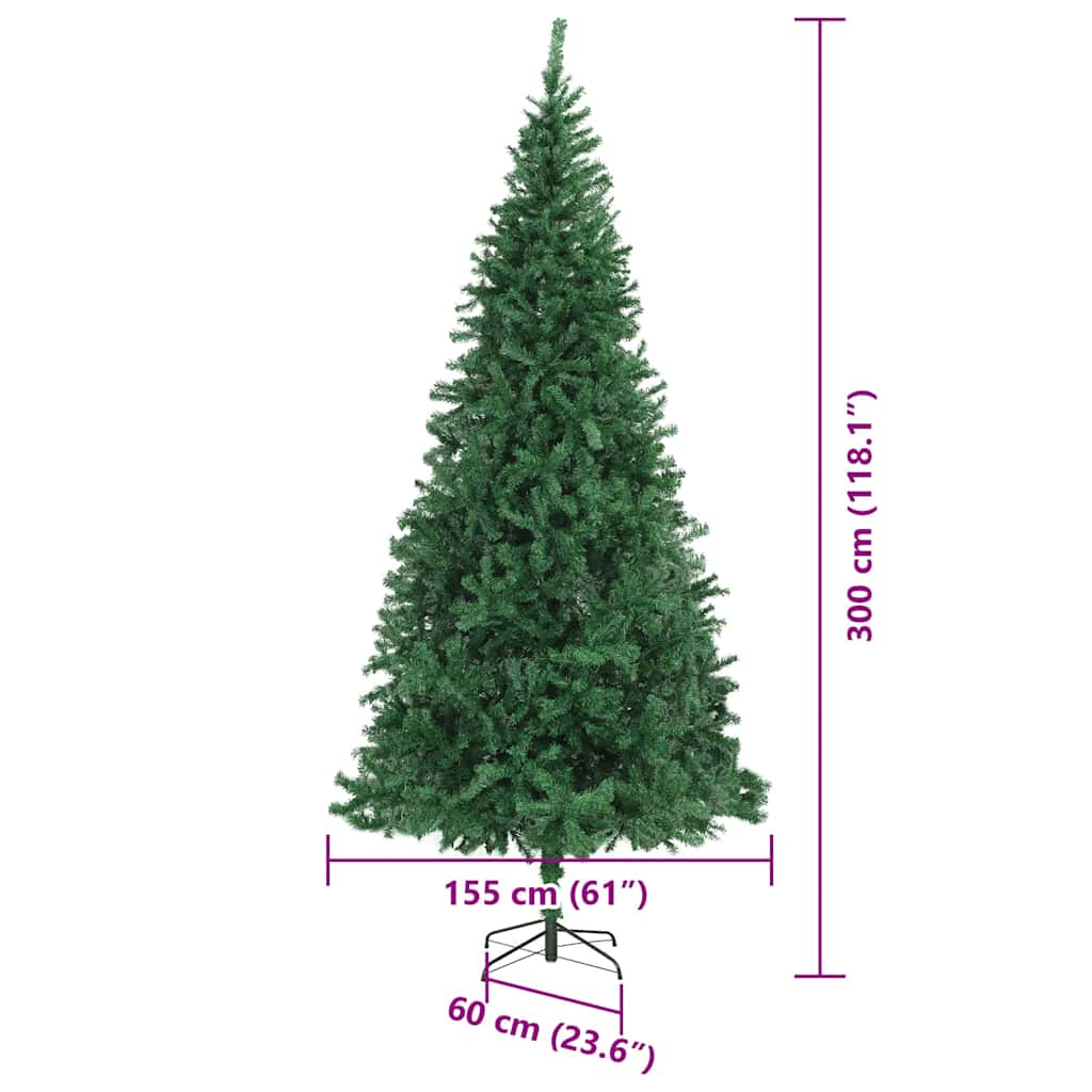 Kunstig juletre med 300 LED grønn 300 cm PVC og metall og plast