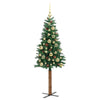 Slim juletre med 150 LED grønn 150 cm PVC og Massivt Furu tre
