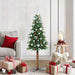 Slim juletre med 150 LED grønn 150 cm PVC og Massivt Furu tre