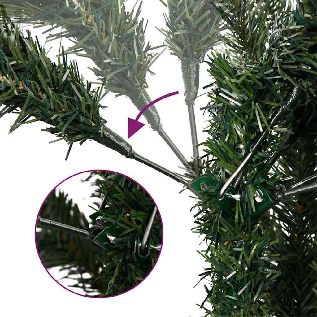 Slim juletre med 300 LED grønn 180 cm PVC og Massivt Furu tre