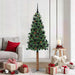 Slim juletre med 300 LED grønn 180 cm PVC og Massivt Furu tre