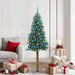 Slim juletre med 300 LED grønn 180 cm PVC og Massivt Furu tre