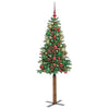 Slim juletre med 300 LED grønn 180 cm PVC og Massivt Furu tre