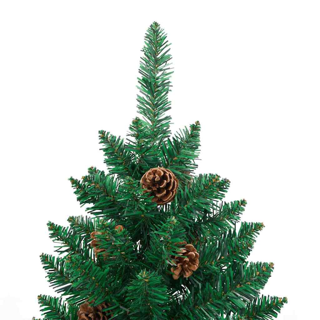 Slim juletre med 300 LED grønn 210 cm PVC og Massivt Furu tre