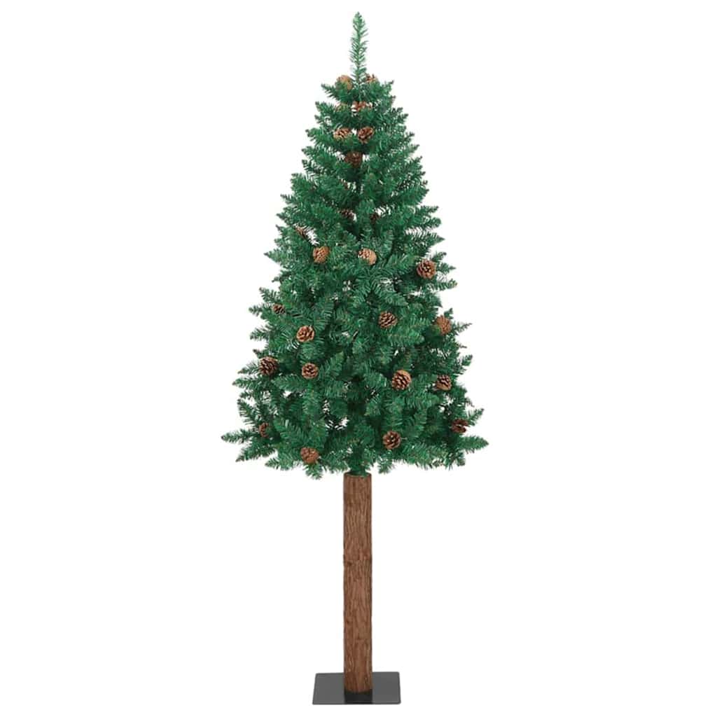 Slim juletre med 300 LED grønn 210 cm PVC og Massivt Furu tre