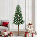 Slim juletre med 300 LED grønn 210 cm PVC og Massivt Furu tre