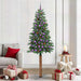 Slim juletre med 300 LED grønn 210 cm PVC og Massivt Furu tre