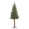 Slim juletre med 300 LED grønn 210 cm PVC og Massivt Furu tre