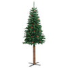 Slim juletre med 300 LED grønn 210 cm PVC og Massivt Furu tre