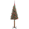 Slim juletre Grønn og hvit 150 cm PVC og Massivt Furu tre