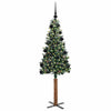Slim juletre Grønn og hvit 150 cm PVC og Massivt Furu tre