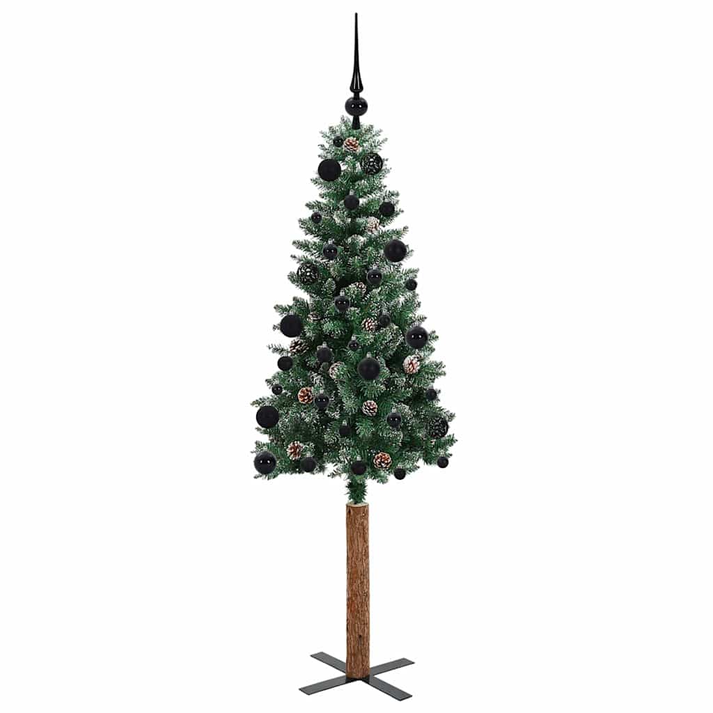 Slim juletre med 150 LED grønn 150 cm PVC og Massivt Furu tre