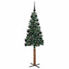 Slim juletre Grønn og hvit 150 cm PVC og Massivt Furu tre