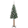 Slim juletre Grønn og hvit 150 cm PVC og Massivt Furu tre