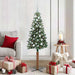 Slim juletre med 150 LED grønn 150 cm PVC og Massivt Furu tre