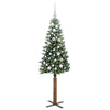Slim juletre Grønn og hvit 150 cm PVC og Massivt Furu tre