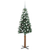 Slim juletre Grønn og hvit 150 cm PVC og Massivt Furu tre