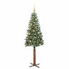 Slim juletre Grønn og hvit 150 cm PVC og Massivt Furu tre