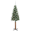 Slim juletre Grønn og hvit 150 cm PVC og Massivt Furu tre