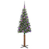 Slim juletre Grønn og hvit 150 cm PVC og Massivt Furu tre