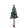 Slim juletre Grønn og hvit 150 cm PVC og Massivt Furu tre