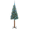 Slim juletre Grønn og hvit 150 cm PVC og Massivt Furu tre