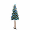 Slim juletre Grønn og hvit 150 cm PVC og Massivt Furu tre