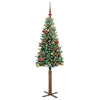 Slim juletre Grønn og hvit 150 cm PVC og Massivt Furu tre