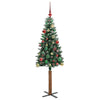 Slim juletre Grønn og hvit 150 cm PVC og Massivt Furu tre