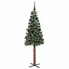 Slim juletre Grønn og hvit 180 cm PVC og Massivt Furu tre