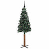 Slim juletre Grønn og hvit 180 cm PVC og Massivt Furu tre