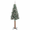 Slim juletre Grønn og hvit 180 cm PVC og Massivt Furu tre
