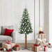 Slim juletre med 300 LED grønn 180 cm PVC og Massivt Furu tre
