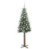 Slim juletre Grønn og hvit 180 cm PVC og Massivt Furu tre