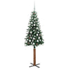 Slim juletre Grønn og hvit 180 cm PVC og Massivt Furu tre